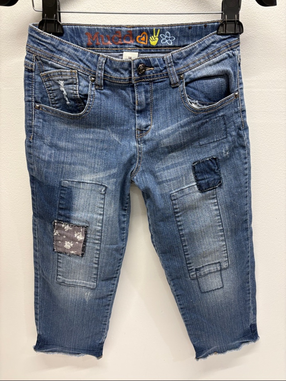 Vintage Mudd little girl Relaxed Blue Jeans with Patchwork size 14(medium youth)